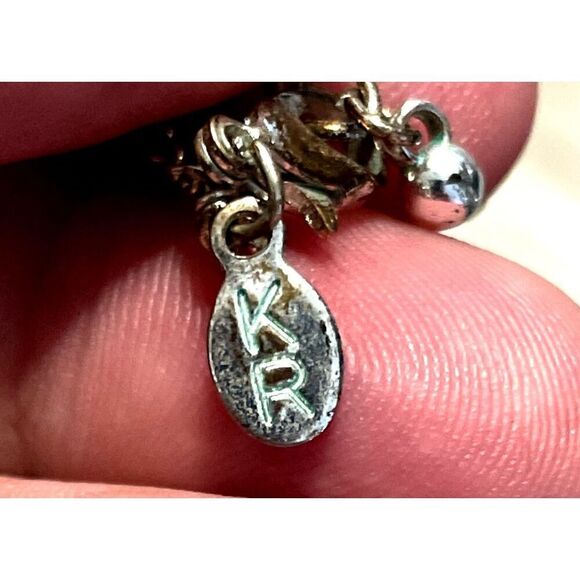 Vintage KR Silvertone Double Chain Circle Pendant  19” Chain Length - Picture 9 of 9